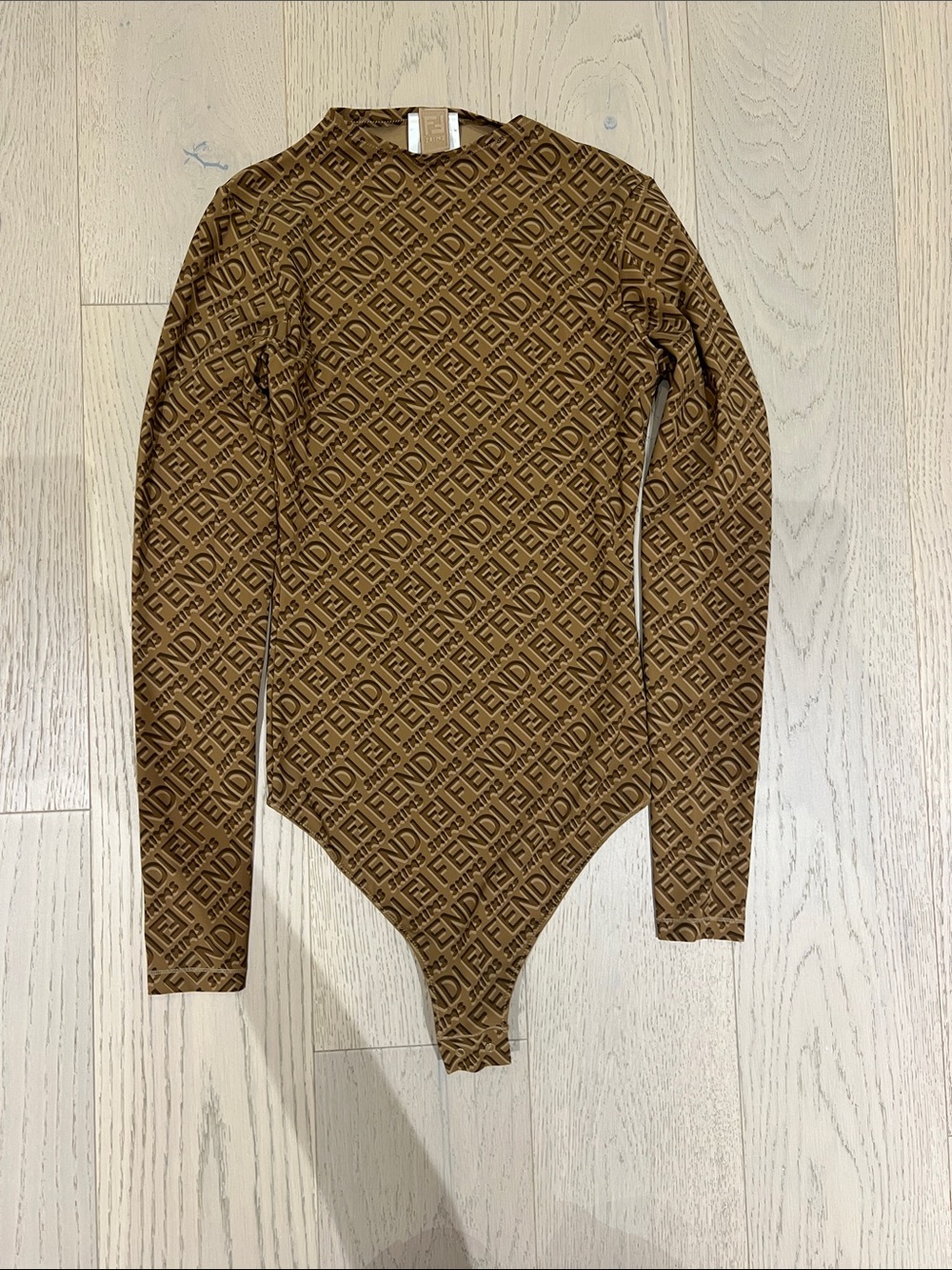 Fendi Brown Monogram Crewneck Bodysuit Sweater
